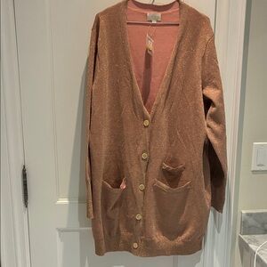 BNWT J. Crew Shimmering Rose Gold Long Cardigan 👵MT
